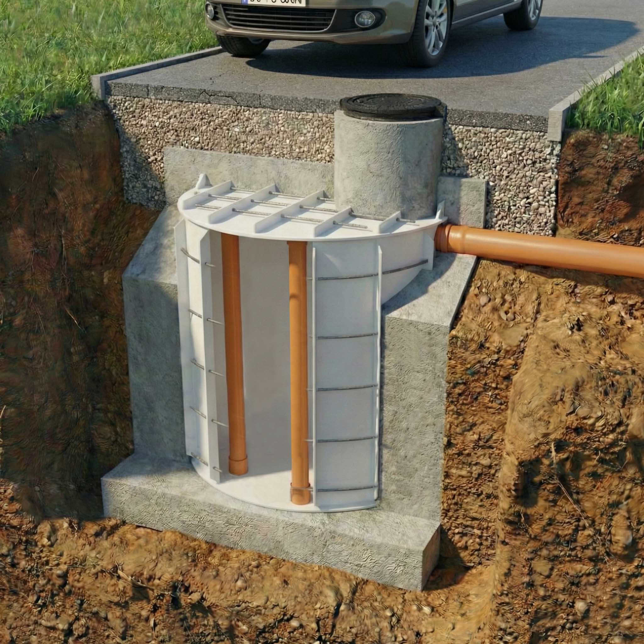 Nádrž k obetonování - uložení